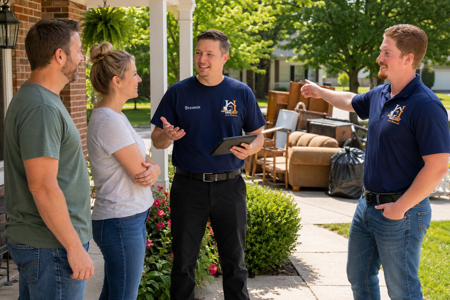 Haulaway Junk Removal crew on a job — upfront pricing in Louisville